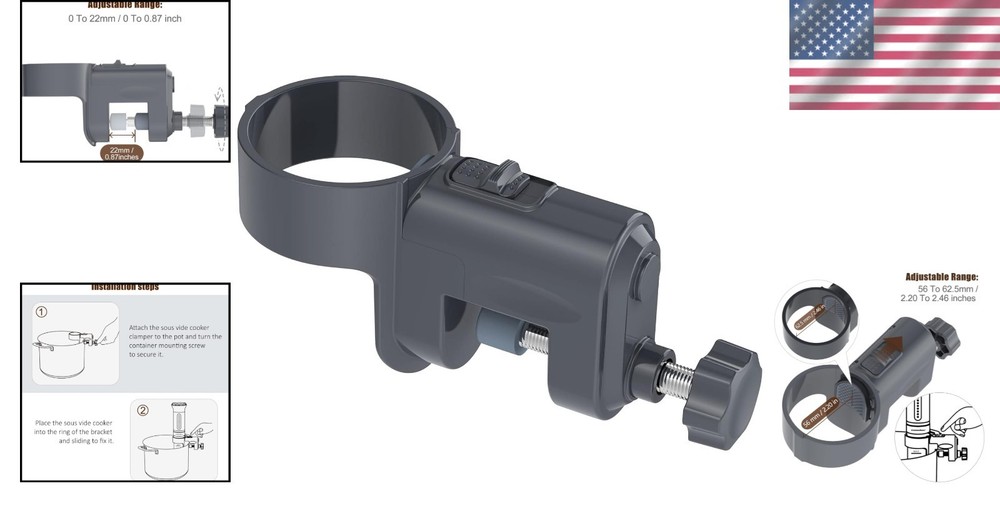Secure Sous Vide Cooker Fixing Clamp - Adjustable & Compatible with Anova Models