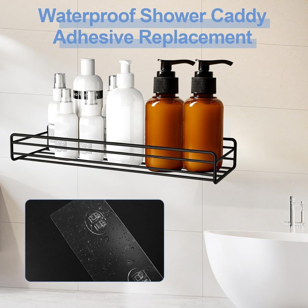 Shower Caddy Adhesive Replacement, Strong Shelf Adhesive,2 Pack Clear