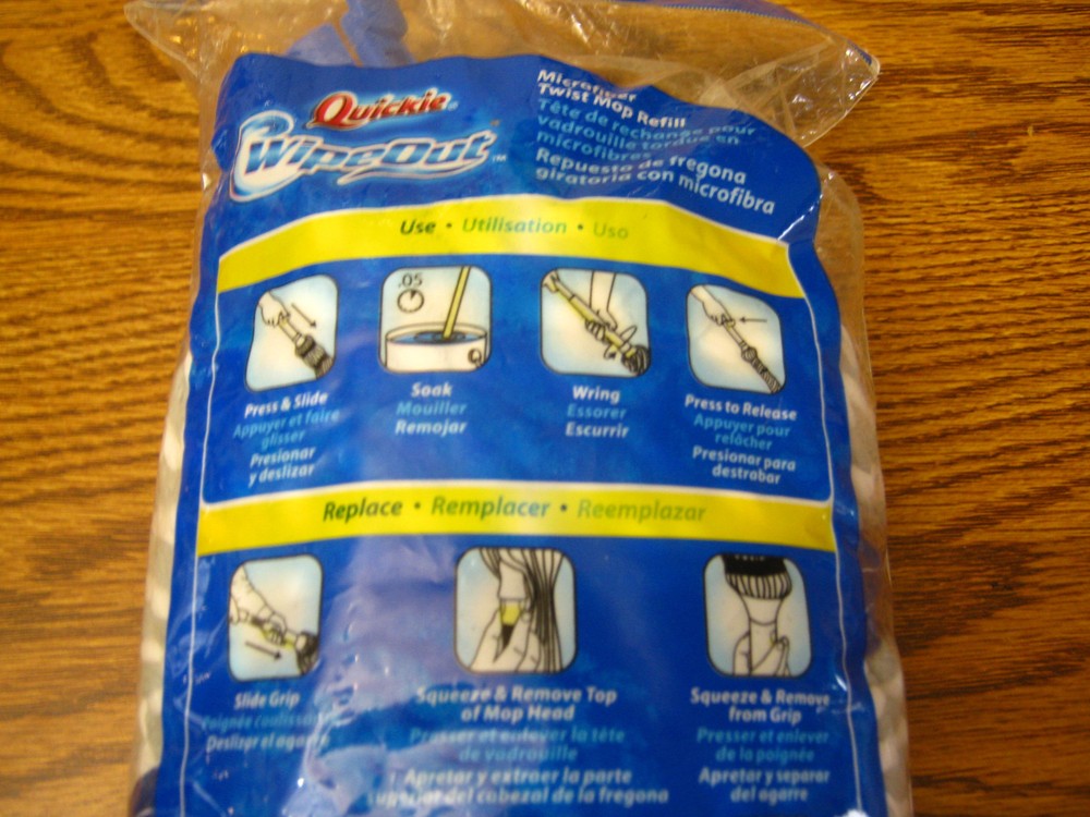 1 QUICKIE WIPEOUT Microfiber Twist Mop Head Refill Type F Replacement Wipe Out