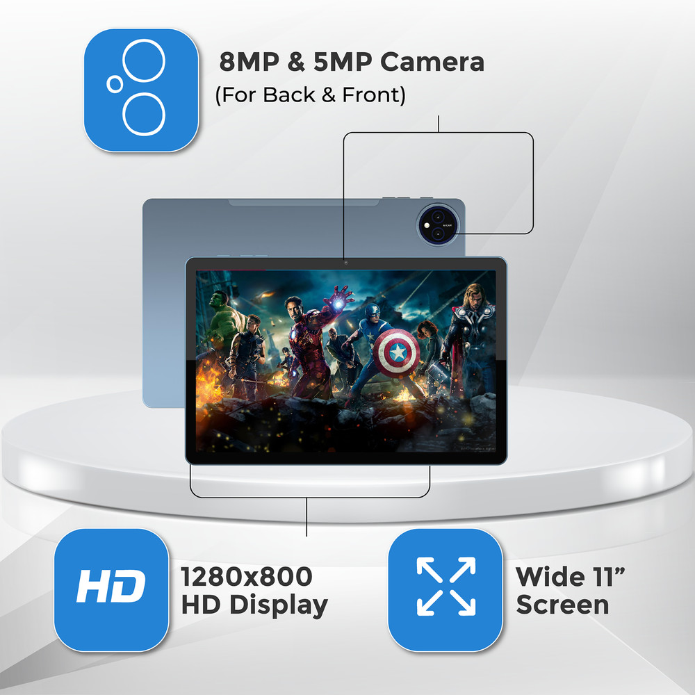 tabtoday 11 inch Tablet, Android 14, Octa-Core Processor 128GB ROM, WiFi - Blue