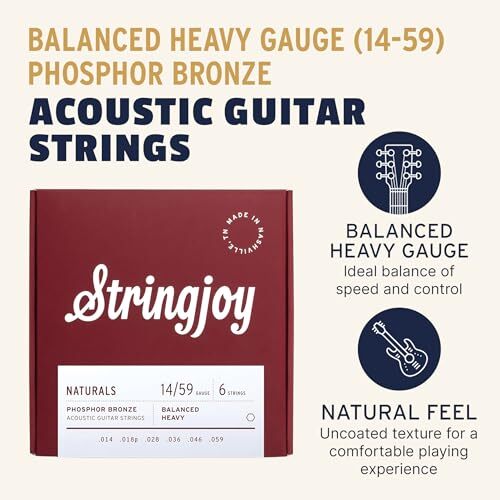 Stringjoy NB1254 Phosphor Bronze Acoustic Guitar Strings, Assorted Sizes