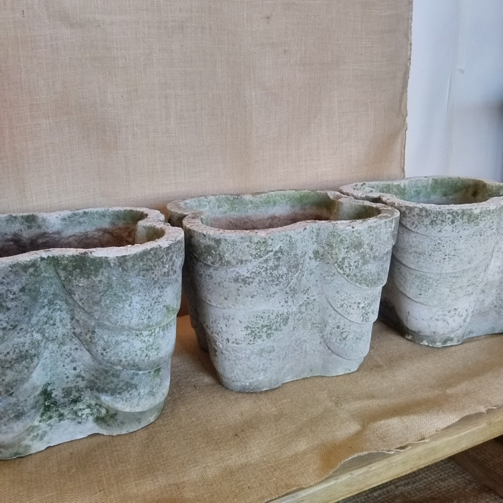 individual mid century cast stone planters