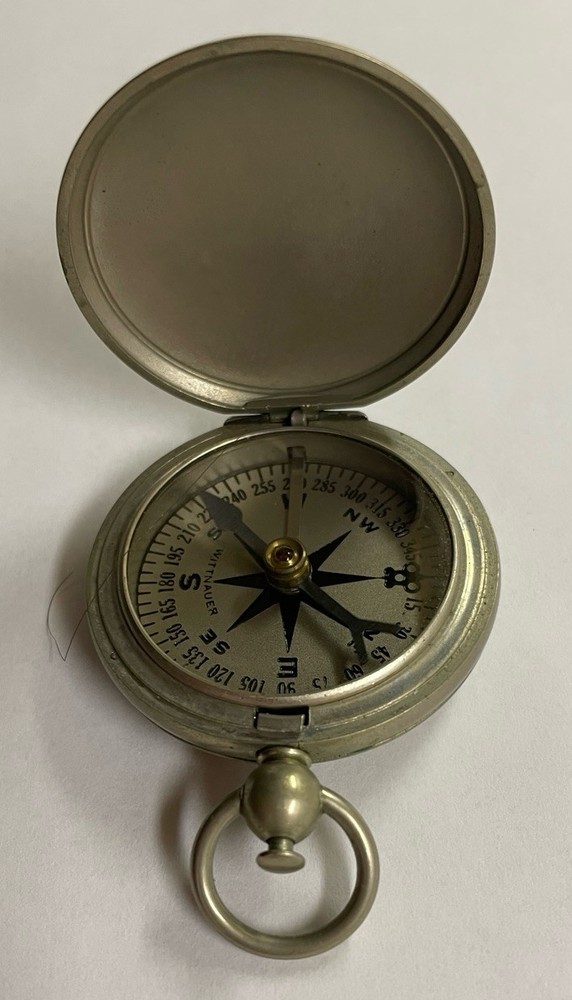 Antique Compass Engraved With “US” 1.75” Diameter Does Not Take Magnet