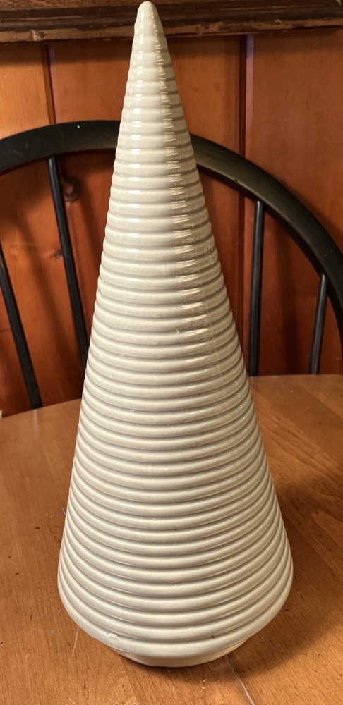 Bee & Willow Large Grey Ceramic Cone Tree Christmas Winter Holiday Decor 13"