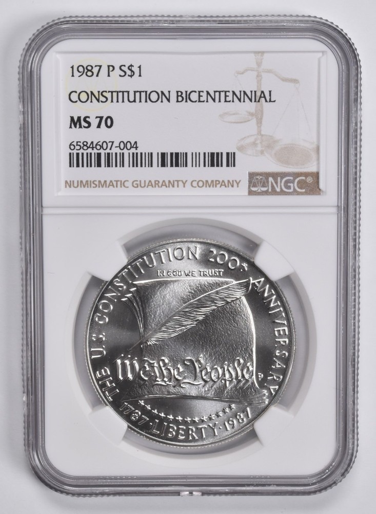 MS70 1987-P Constitution Commemorative Dollar NGC