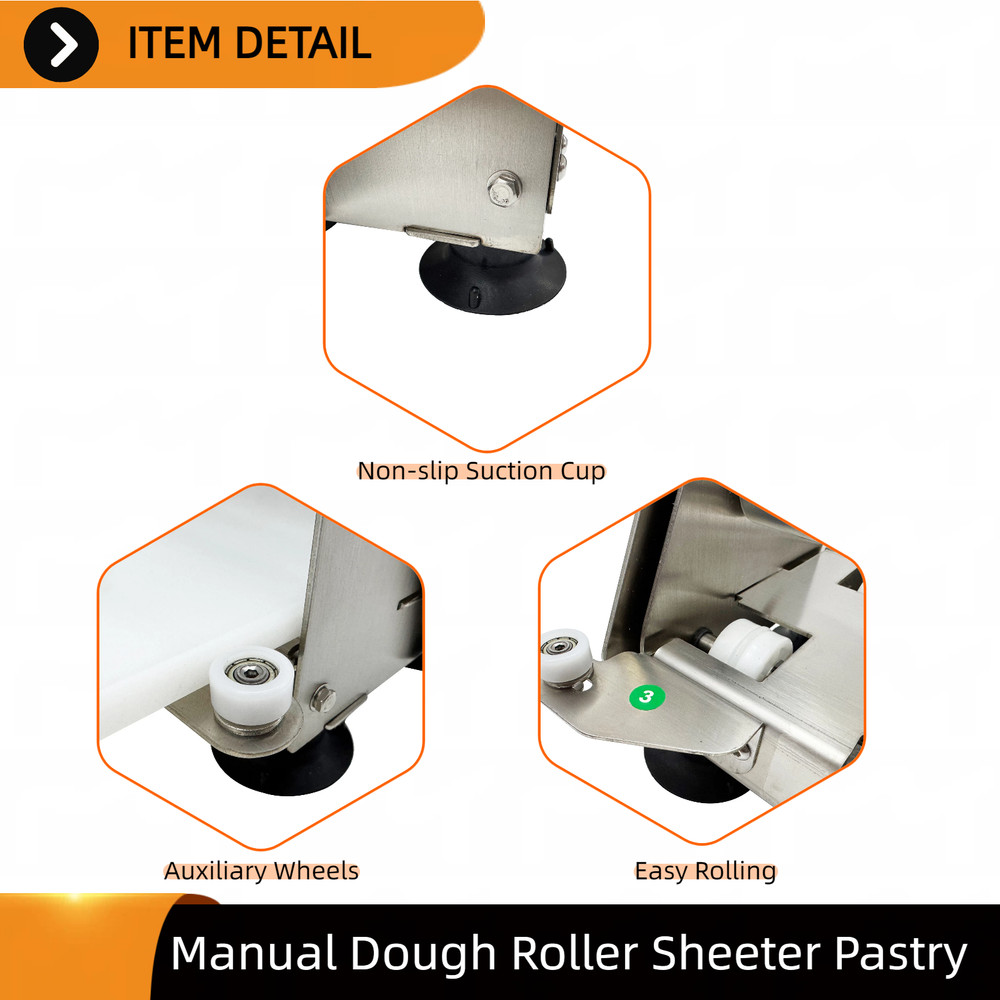 Manual Dough Pastry Roller Sheeter with Removable PP Tabletop for Bakeries Use