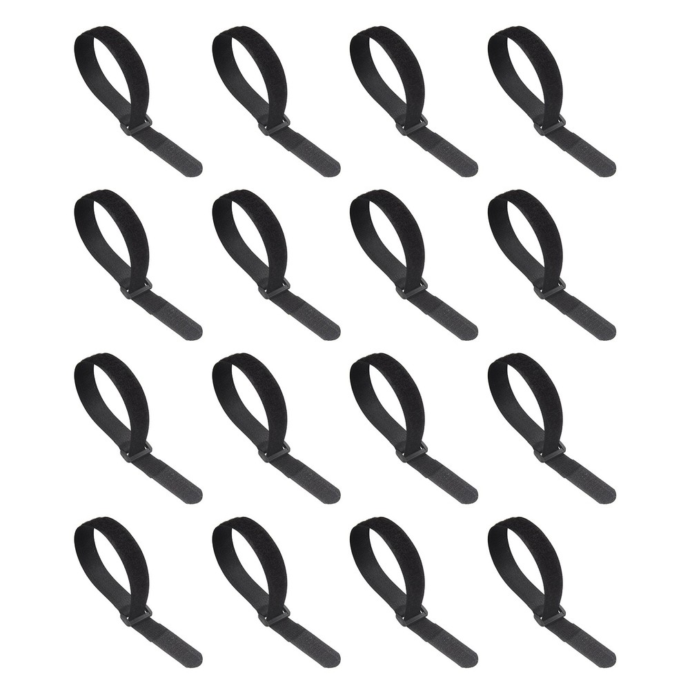 16pcs Reusable Cinch Straps 0.8"x11.8" Hook and Loop Cable Securing Strap, Black