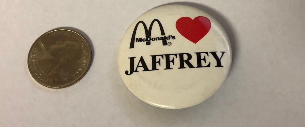 McDonald's Loves Jaffrey Button Pin