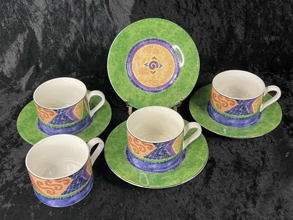 Sango Sue Zipkin 4895 KARMA 4 Cup & Saucer Sets