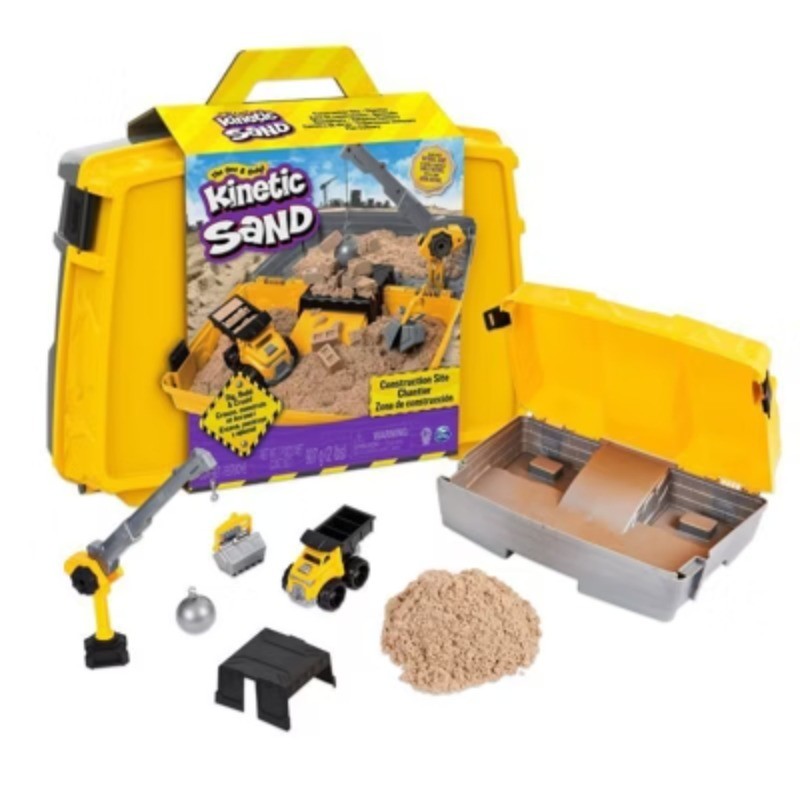 Construction Site Kit with Crane, Dump Truck, Foldable Sandbox