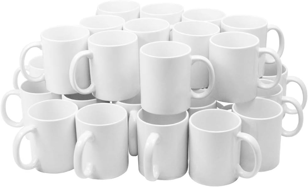 11oz White Blank Sublimation Cups - Bulk 36 Ceramic Mugs for Personalization