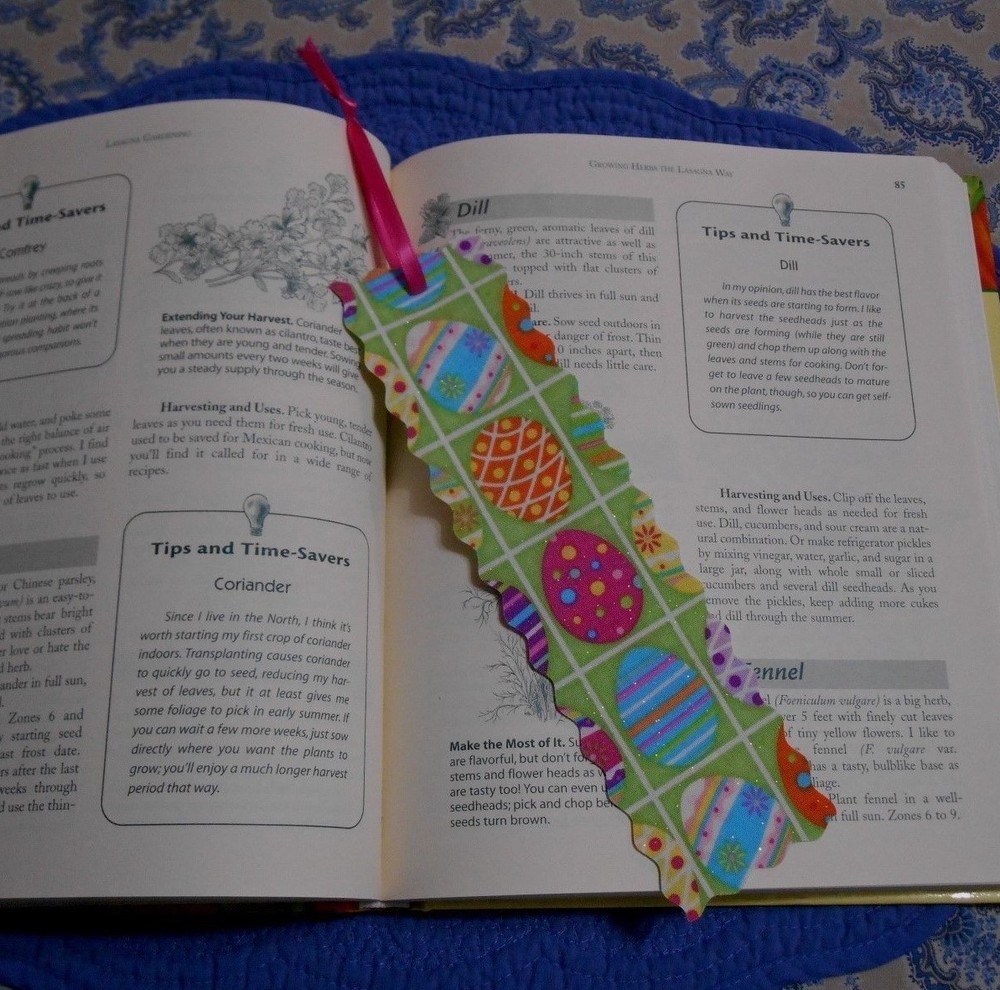Bookmark EASTER EGG Themed Fabric or Cloth Handmade Pink Ribbon