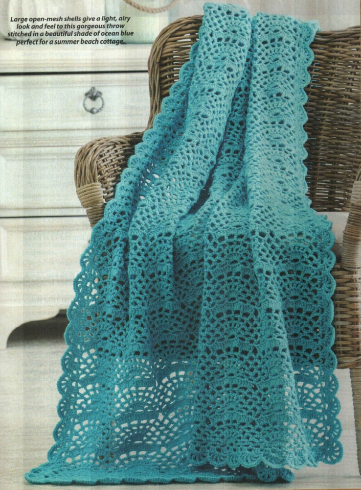 TRADE WINDS THROW AFGHAN HOME DECOR CROCHET PATTERN INSTRUCTIONS