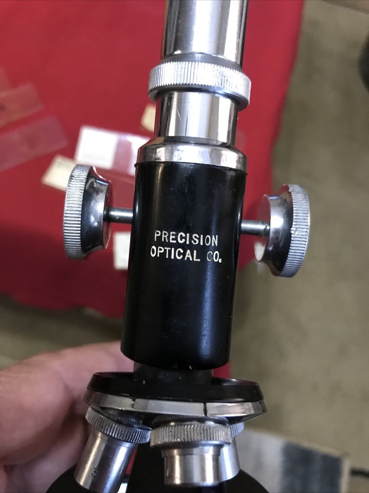Vintage Precision Optical Co. Microscope model 300 P With Box & Slides Wow Nice