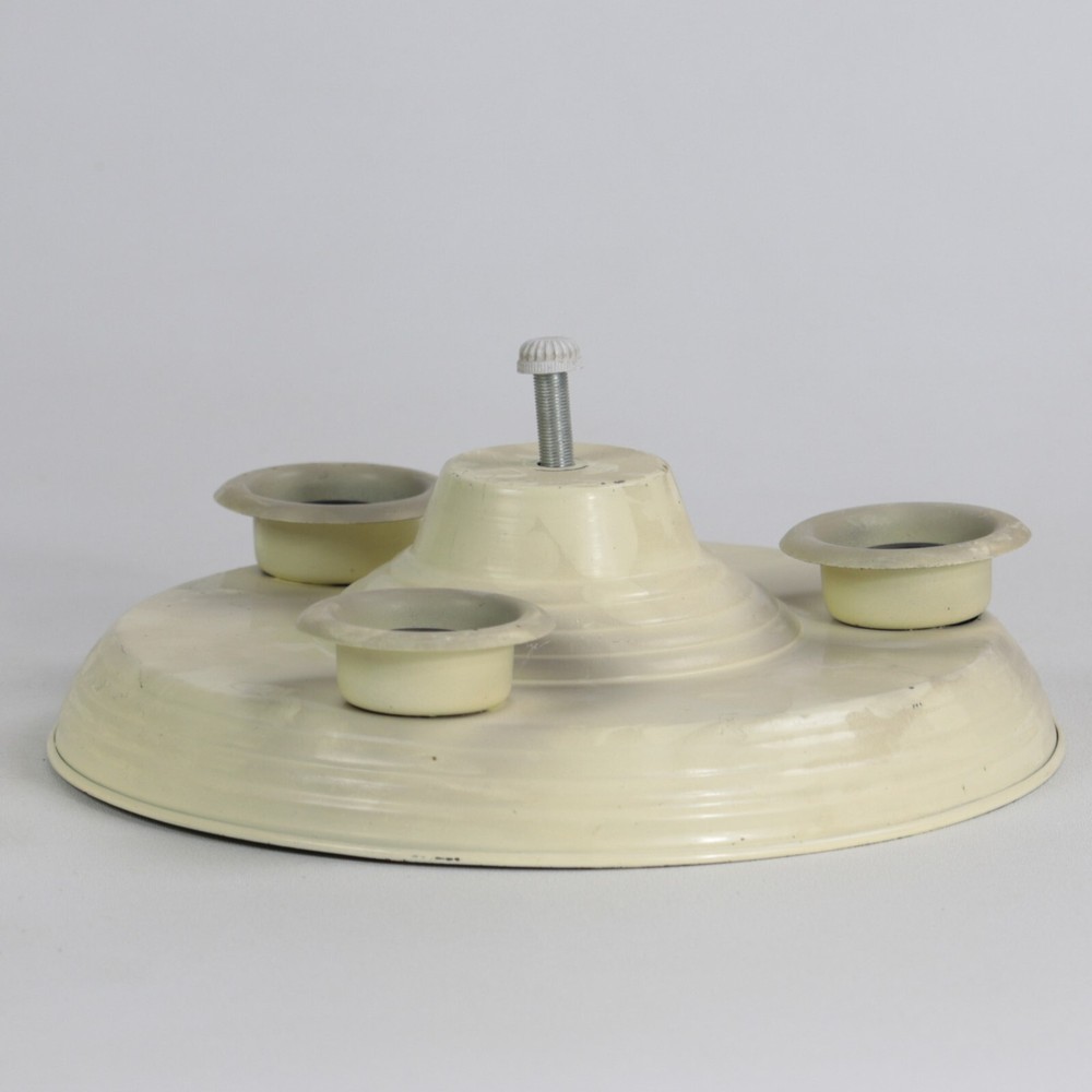 Vintage Stamped Iron 3-Light Ceiling Light 11-1/4" Diameter Used