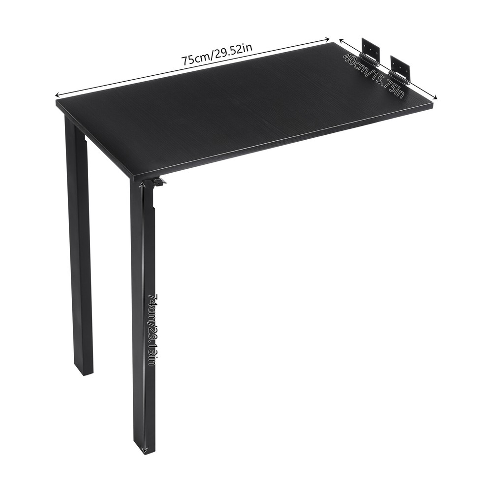 Black Folding Dining Table L-Shape Wall Mounted Floating Folding Table 132.28lbs