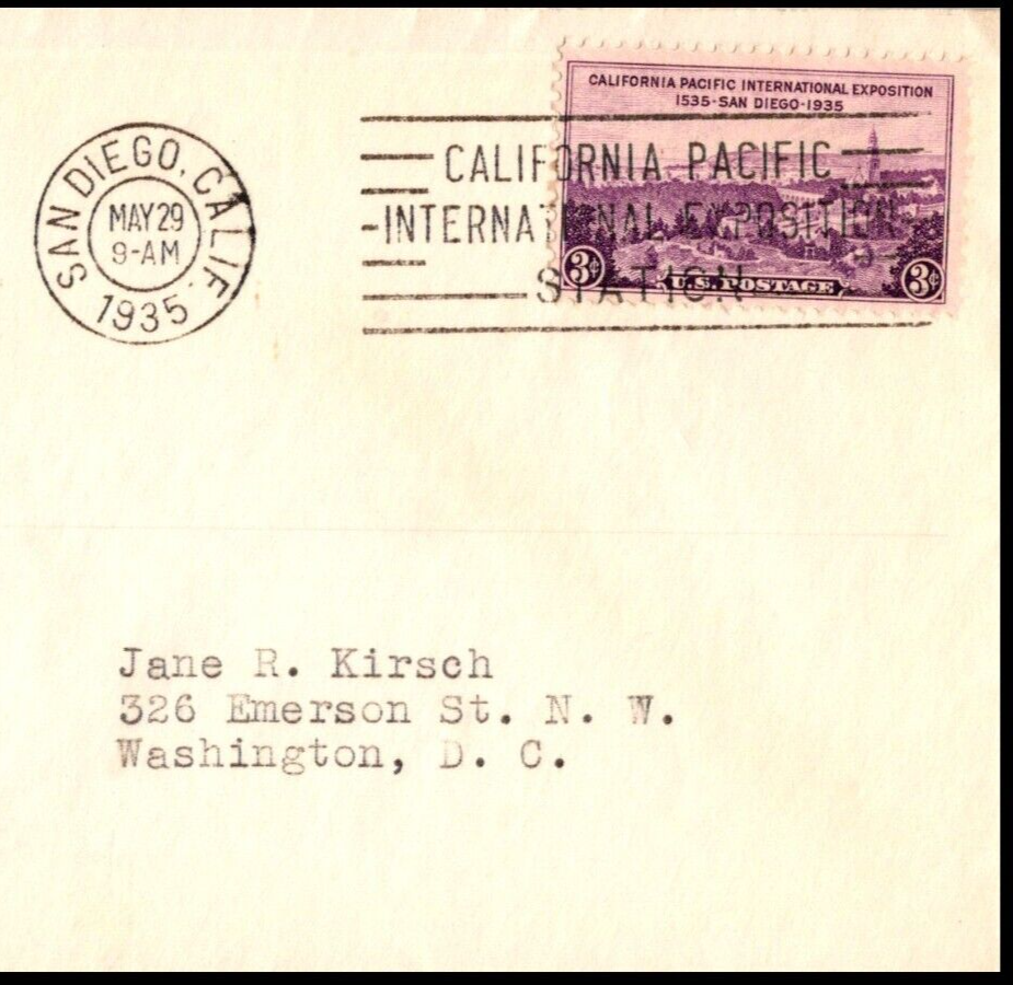 773-16 - 1935 Pacific Exposition FDC, Anderson Cachet, TA, Open Flap