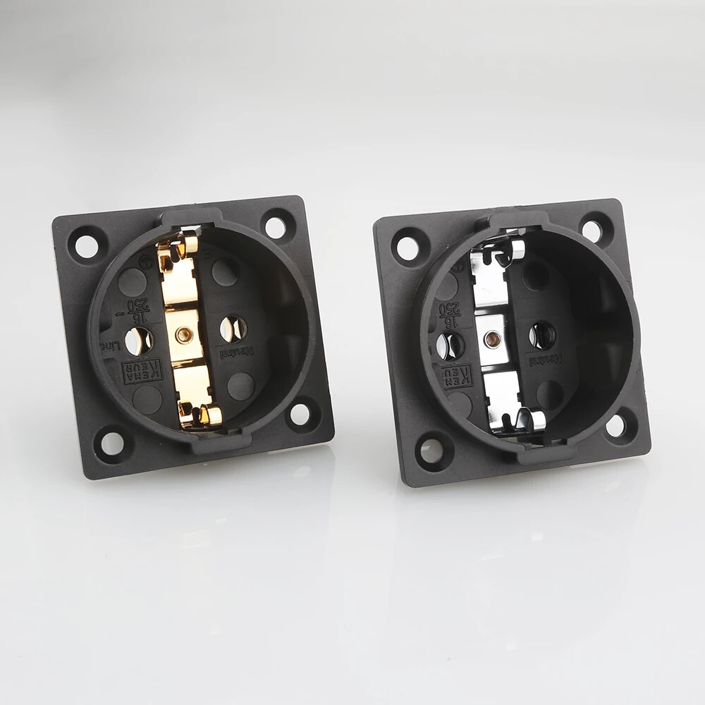 Gold Plated EU Electrical Socket Type F - German Schuko Panel Mount EU Socket