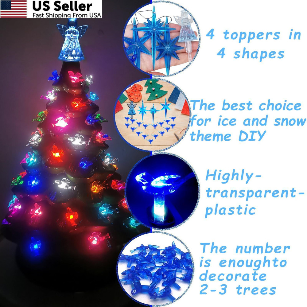 117Pcs Ceramic Christmas Tree Replacement Medium, Lucky 7 Series: Dark Blue