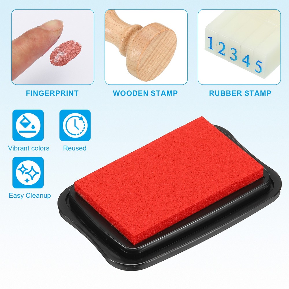 Large 3"x2" Stamp, 2 Piece Rubber Stamp Pad, Red/Black