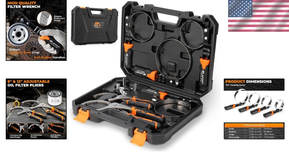 Adjustable Oil Filter Wrench Set - 8 Piece