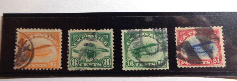 US AIRMAIL STAMPS:  FIRST ISSUES, USED, NG, H.  CI, C2, C3, C4. GOOD STARTER SET