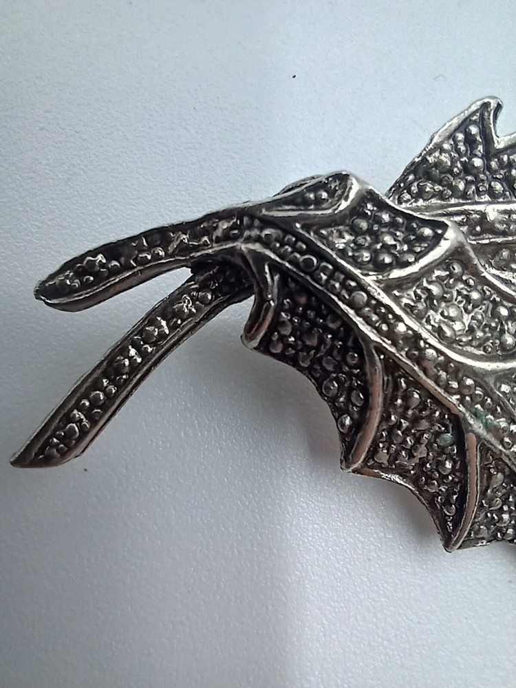 Vintage Marcasite Two Leaf Brooch Pin