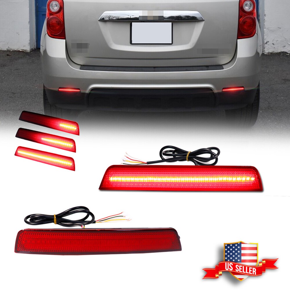 For 10-17 Chevrolet Equinox Red Rear Reflector Sequential LED Tail Brake lights