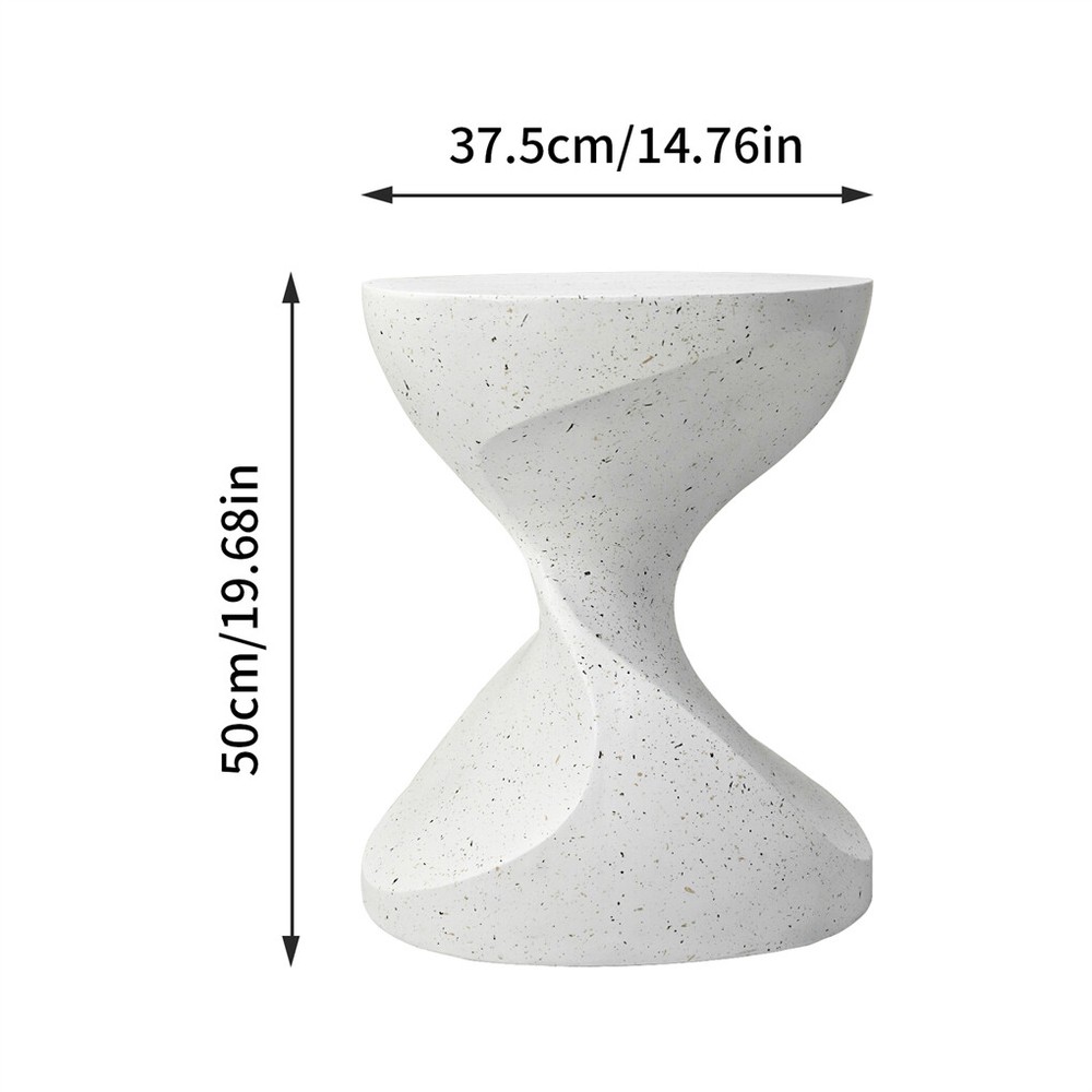 Hourglass Shaped Lightweight Concrete Sofa Side Table Bedside Table Nightstand