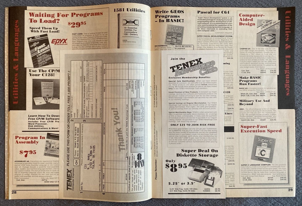 Vtg 1990 Tenex Catalog "Everything Book for Commodore & Amiga Computers" 59pgs