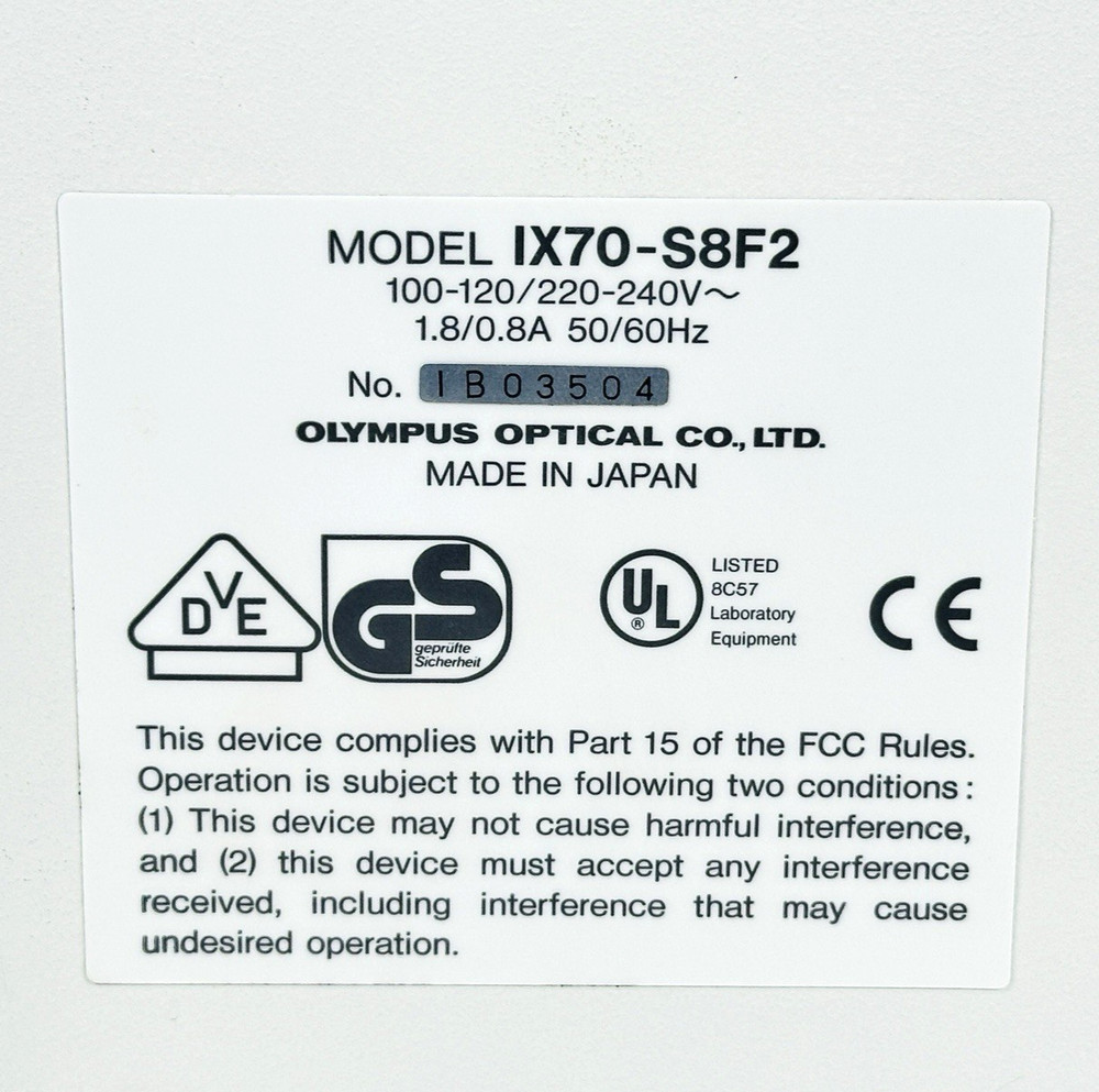 Complete Olympus IX70-S8F2 Rear Panel FP1783A Power Supply Circuit Board Unit