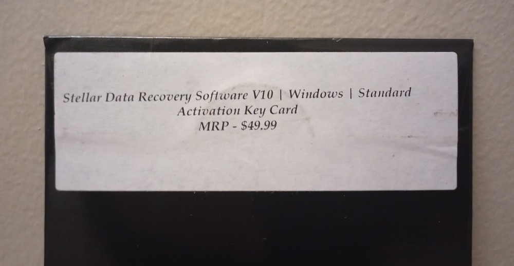 Stellar Data Recovery Software V10 / Windows / Standard / Activation Key Card