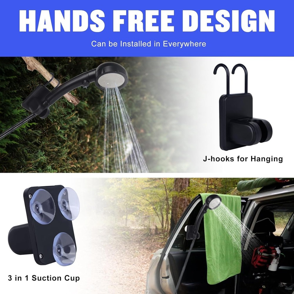 Versatile Waterproof Camping Shower Kit - Rechargeable & Adjustable Spray Modes