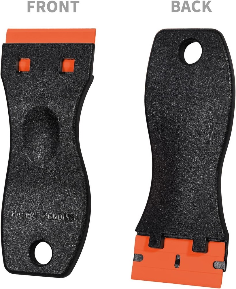 Safe Non-Scratch Plastic Razor Scraper Tool - 1.5" with 10 Replacement Blades