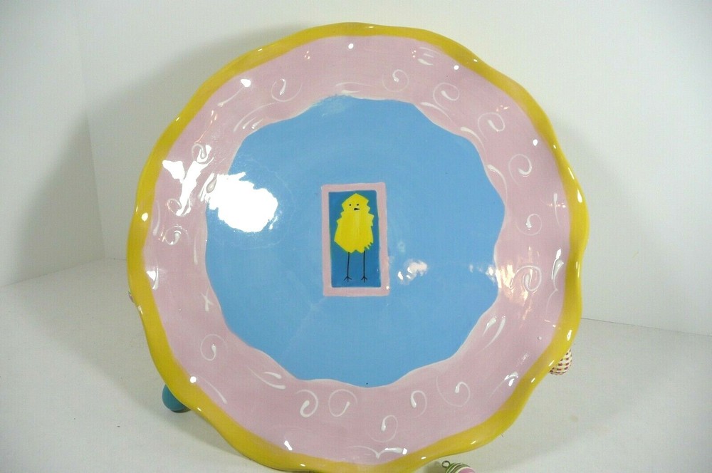 BOSTON WAREHOUSE Pedestal Cake Plate Removable Easter Egg Charms Original Box!!