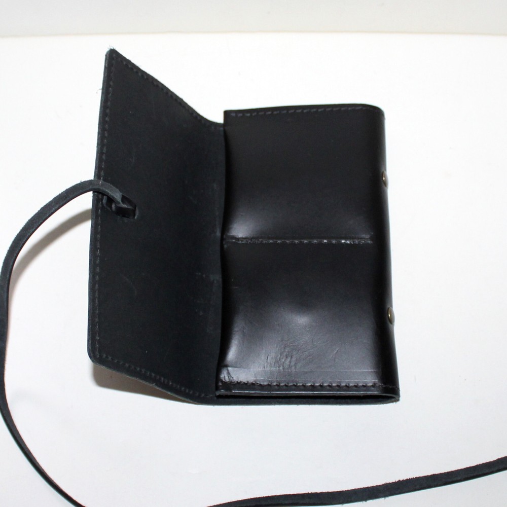 Rustico Sidekick Black Leather tri-fold handmade pouch cord organizer wallet