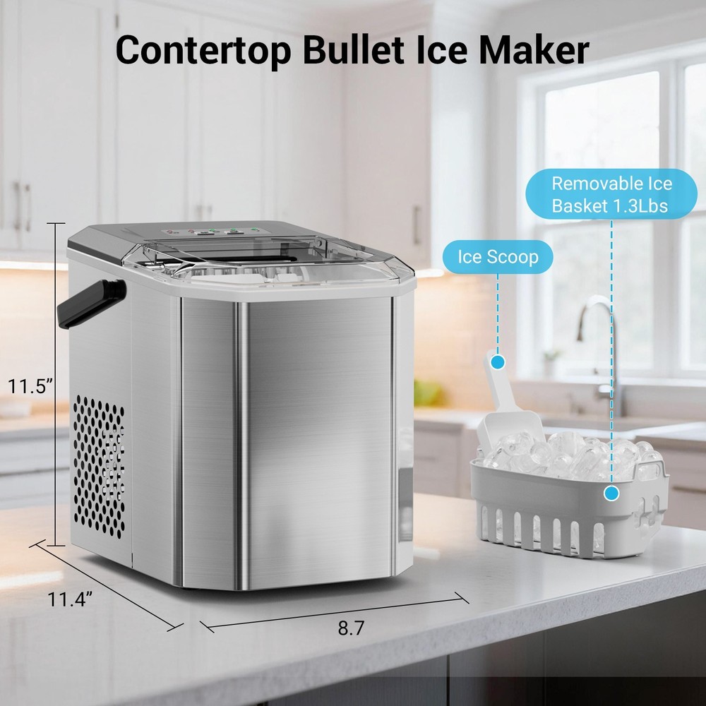 Smart Countertop Ice Makers Portable Bullet Ice Maker Machine with Self-Cleaning