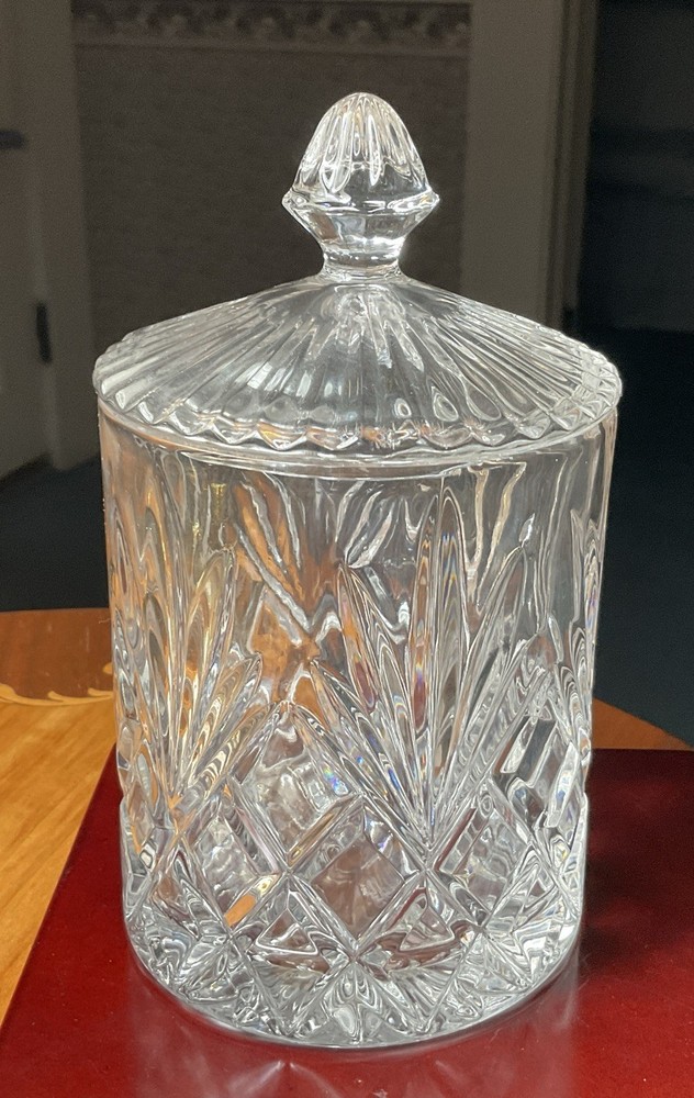 Crystal Biscuit Barrel with Lid Cracker Cookie Jar