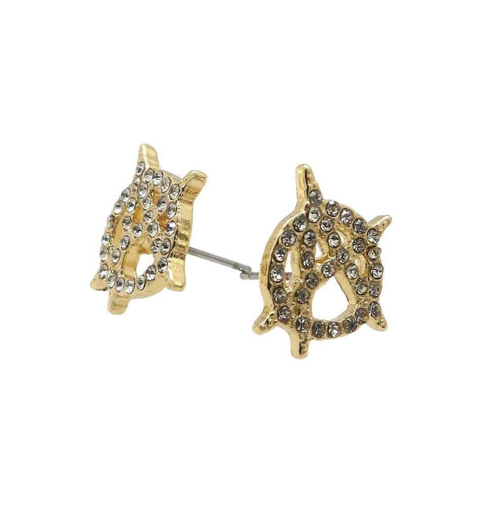Stone Stud Anarchy Symbol Surgical Steel Post Pierced Stud Earring XE1214