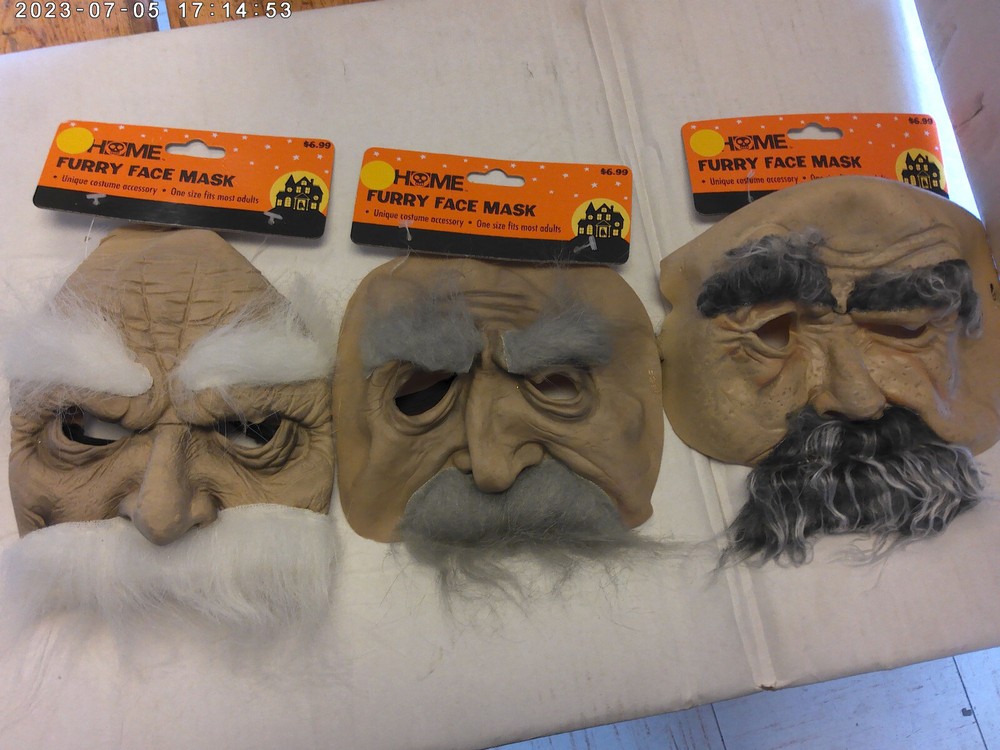 Halloween chin-less mask "Harry OLD Men" (3 pack bundle) NEW