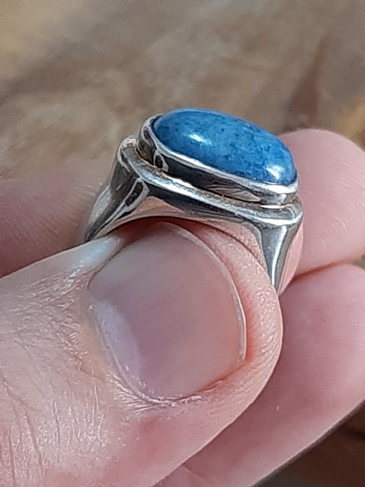 925 SILVER RING Solitaire Seal Women Lapis Lapis Sterling Ring $