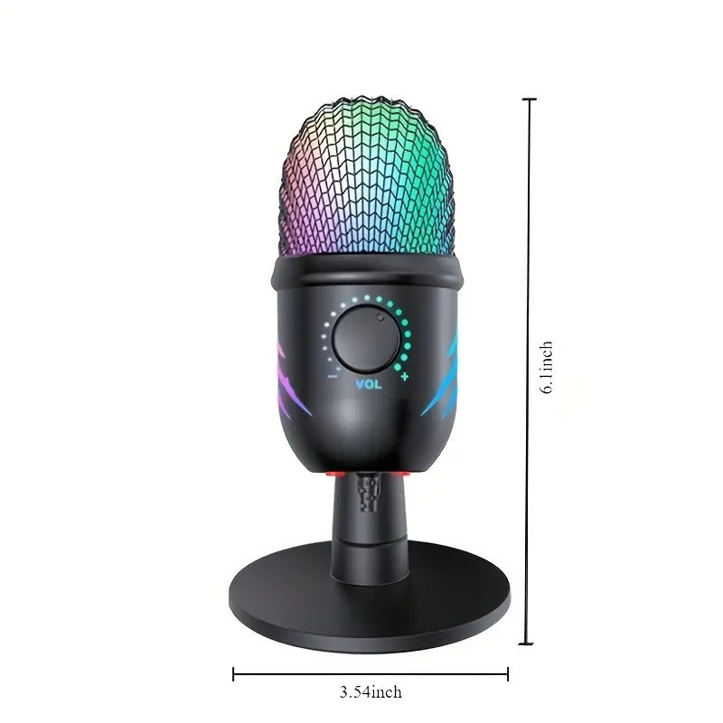 USB Computer Microphone Condenser PC Mic for Gaming Podcast Streaming RGB PS5