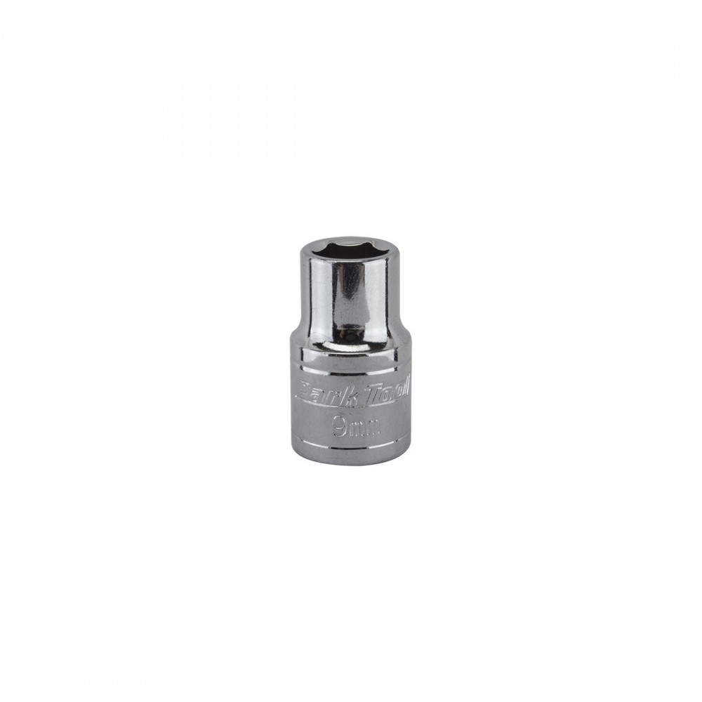 Park Tool 1659 3/8" Chrome Vanadium Steel Socket, 9mm, Durable Nickel Chrome