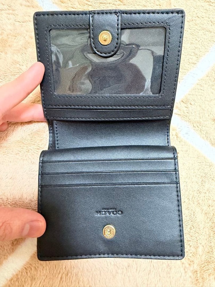 COACH Two-Fold Wallet C3309 Brown Black Excellent Condition