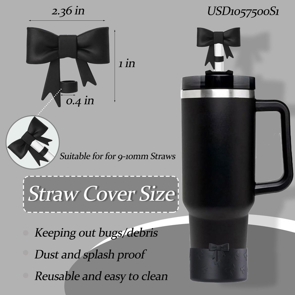 Bow Silicone Protective Boot for Stanley Cup 20/30/40Oz, Bow Straw Cover Topp...