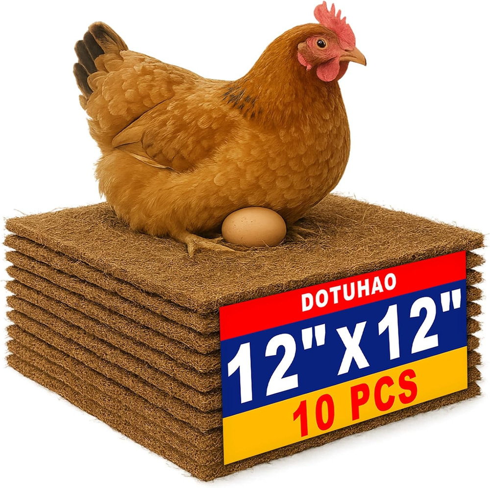 Chicken Nesting Pads, 10 Pack-12" X 12" Nesting Pads for Chicken Coop, Natural C