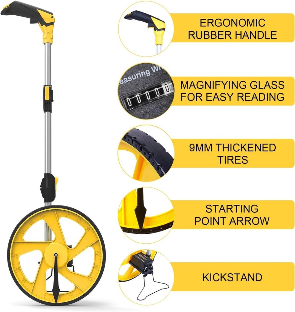 Mechanical Measuring Wheel - Double Collapsible, Easy Reset, Includes Carry Bag