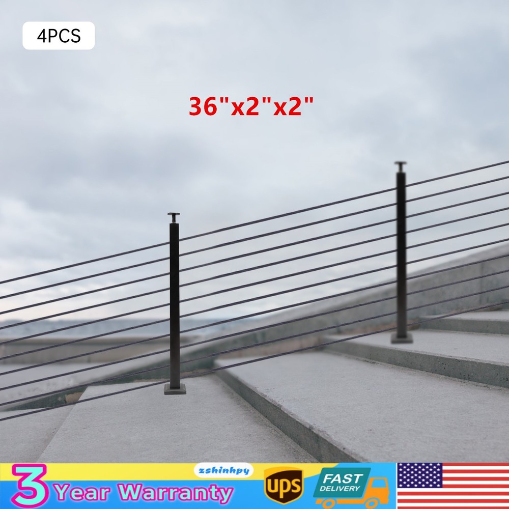 Cable Railing Post Stainless Steel Stair Handrail Deck Railing Kit DIY 36"x2"x2"