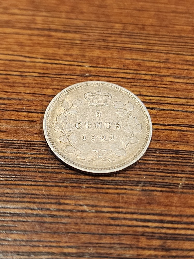 1901 Canada 5 Cents Silver Coin