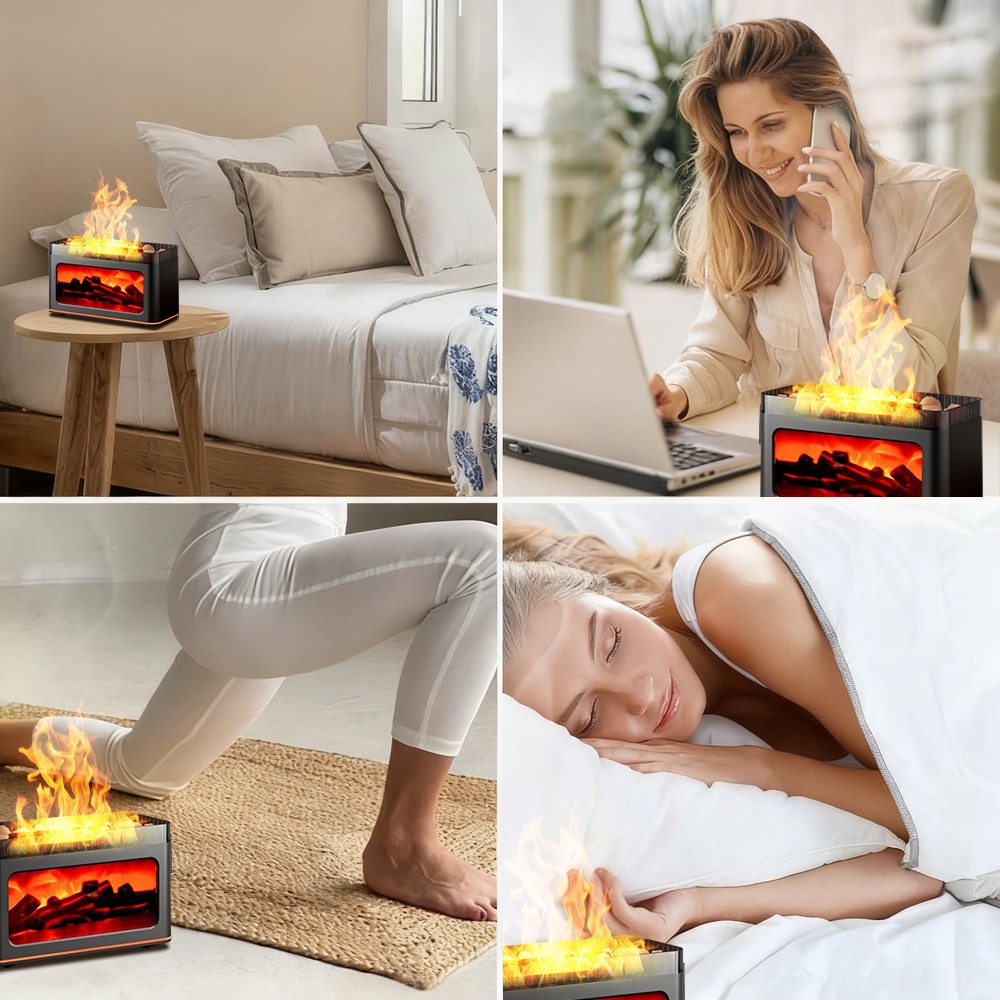 200ml Essential Oil Diffuser Volcano Fire Flame Aromatherapy Diffuser Ultrasonic
